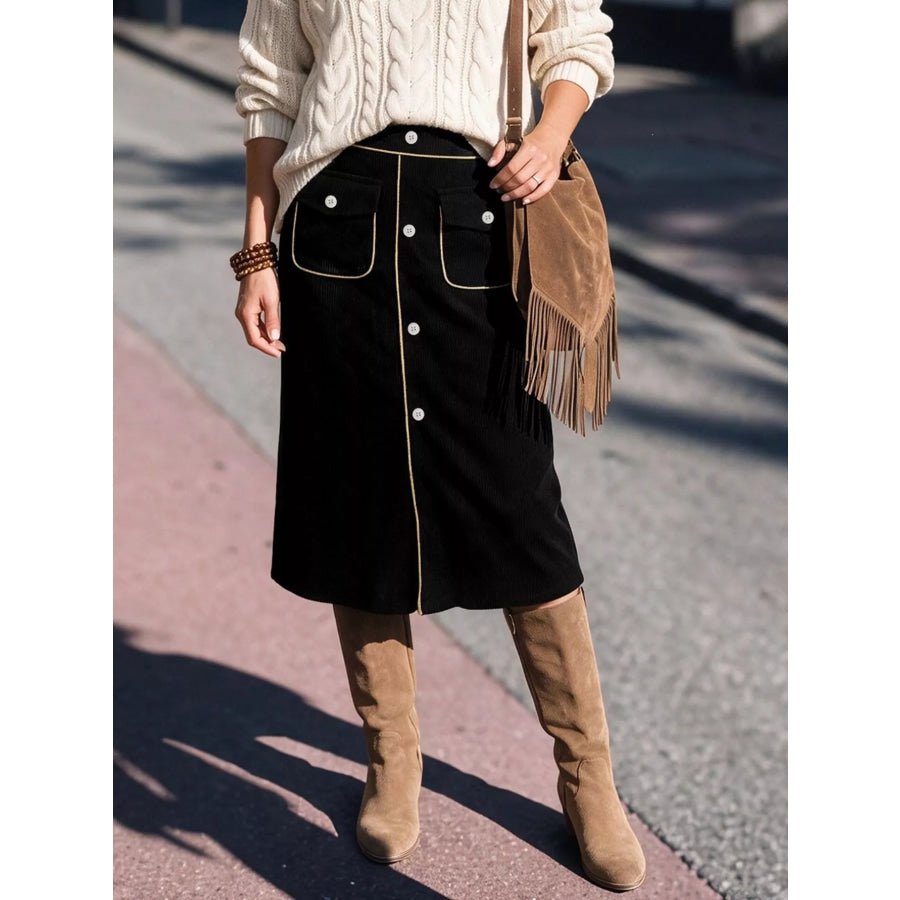 Corduroy Midi Skirt Apparel and Accessories