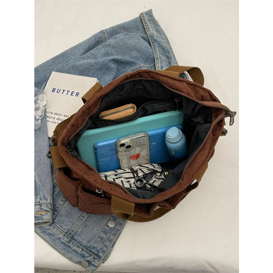 Corduroy Multi-Pocket Crossbody Bag Apparel and Accessories