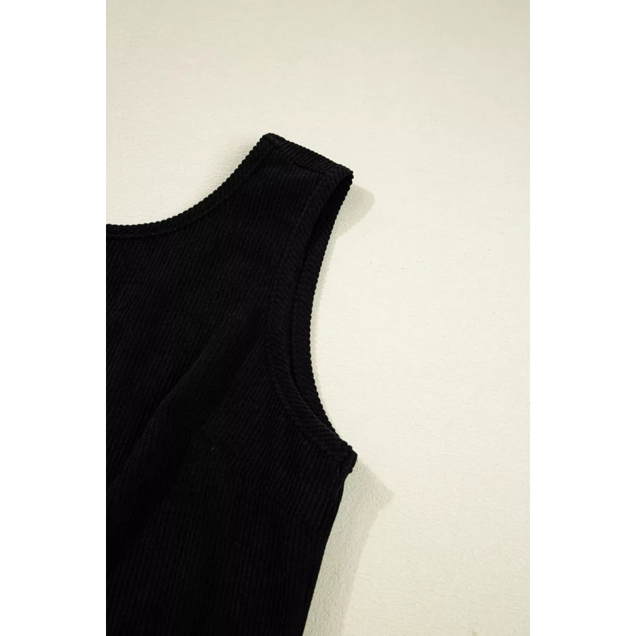 Corduroy Patch Pocket Sleeveless Mini Dress Apparel and Accessories