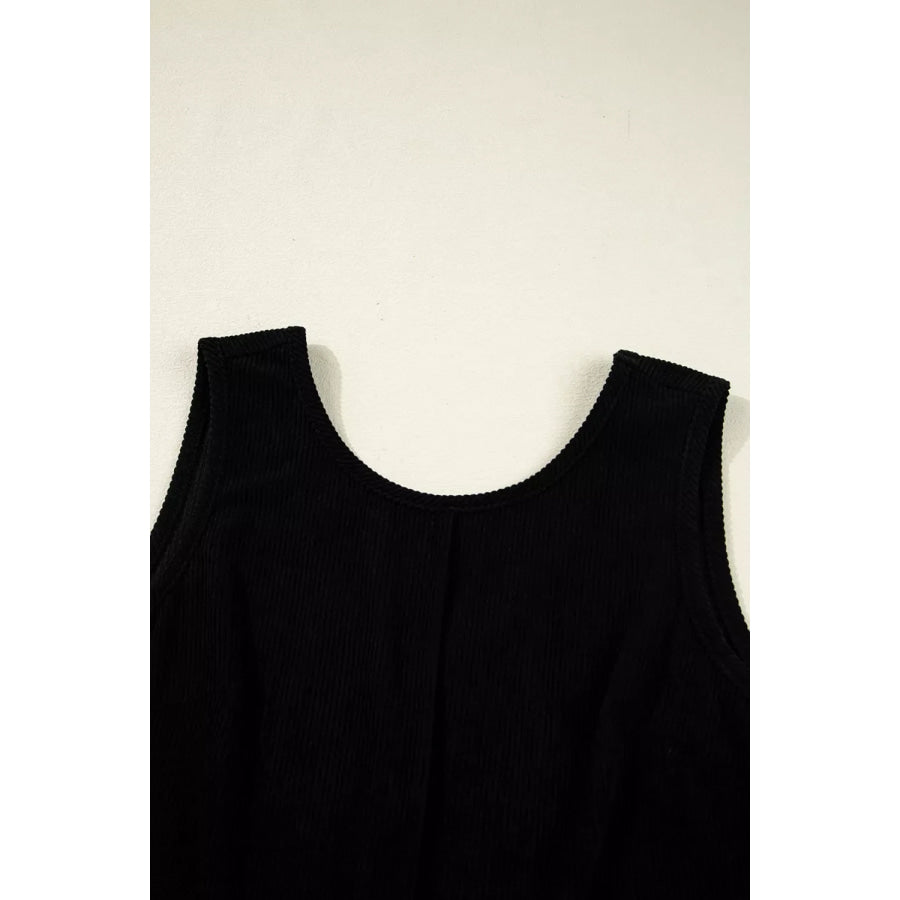Corduroy Patch Pocket Sleeveless Mini Dress Apparel and Accessories