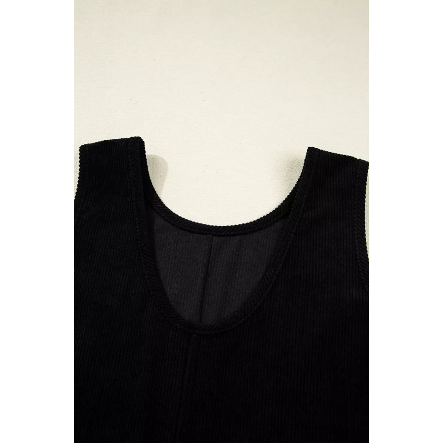 Corduroy Patch Pocket Sleeveless Mini Dress Apparel and Accessories