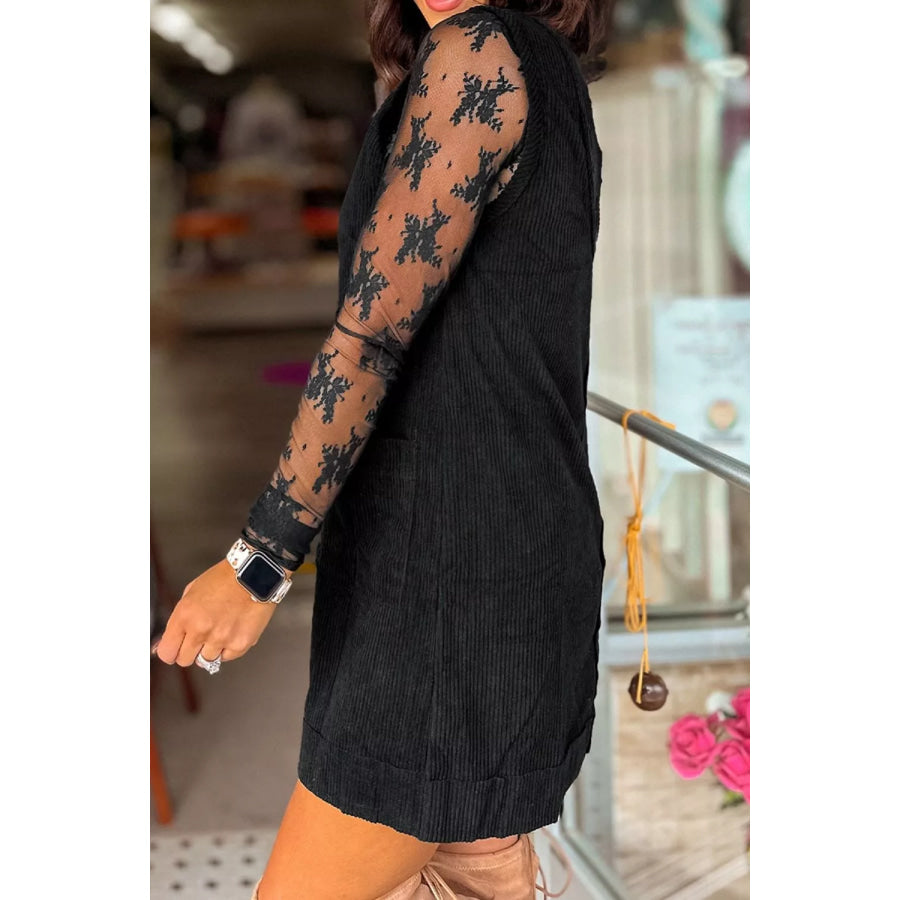Corduroy Patch Pocket Sleeveless Mini Dress Apparel and Accessories