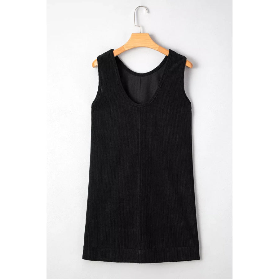 Corduroy Patch Pocket Sleeveless Mini Dress Apparel and Accessories
