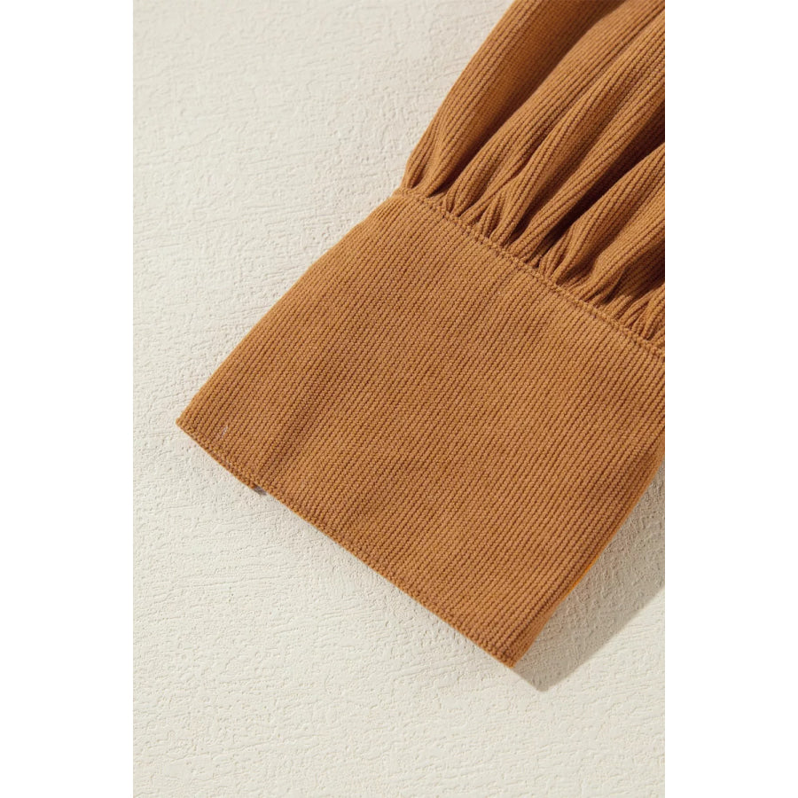Corduroy Puff Sleeve Mini Dress Apparel and Accessories