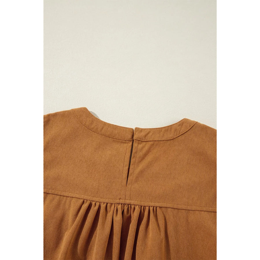 Corduroy Puff Sleeve Mini Dress Apparel and Accessories
