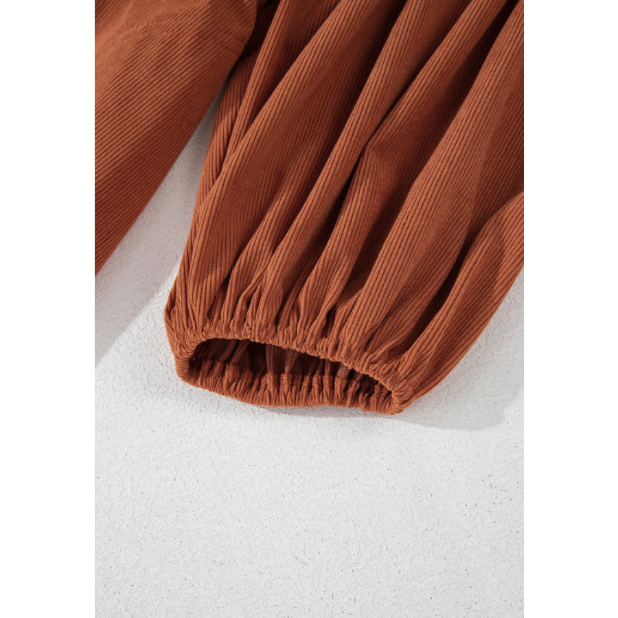 Corduroy Quarter Snap Three-Quarter Sleeve Dress Apparel and Accessories