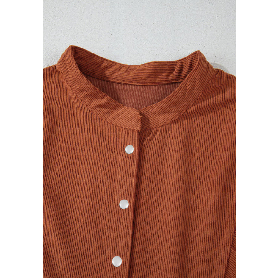 Corduroy Quarter Snap Three-Quarter Sleeve Dress Apparel and Accessories