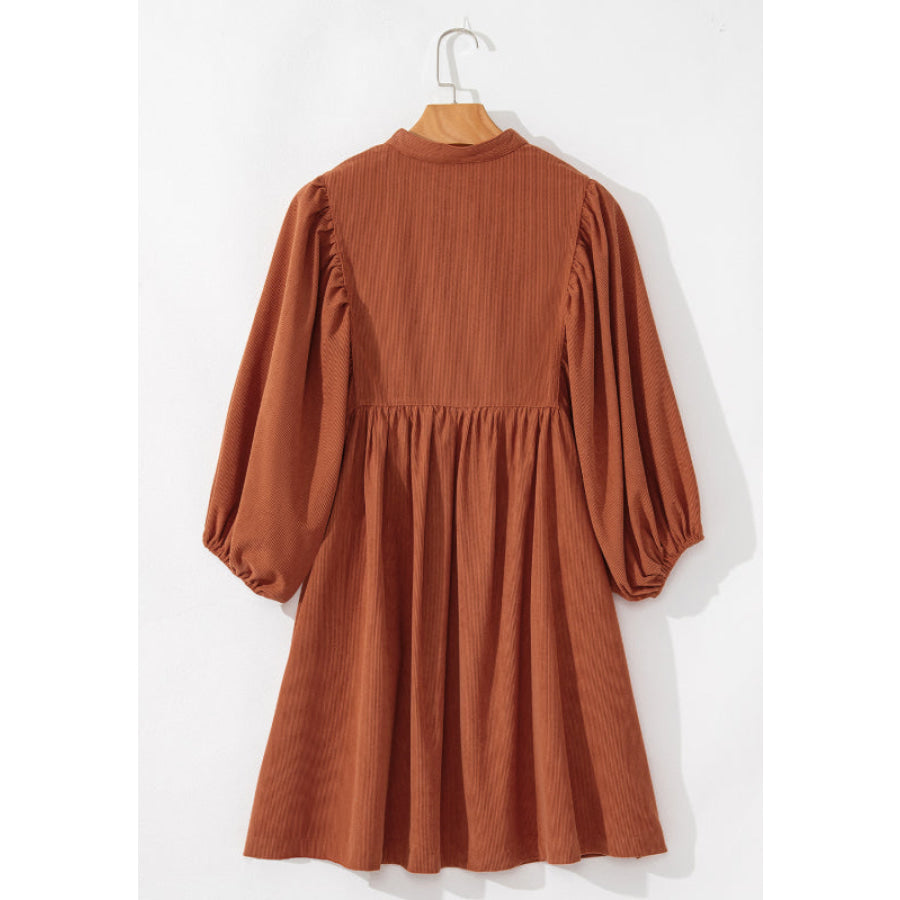 Corduroy Quarter Snap Three-Quarter Sleeve Dress Apparel and Accessories