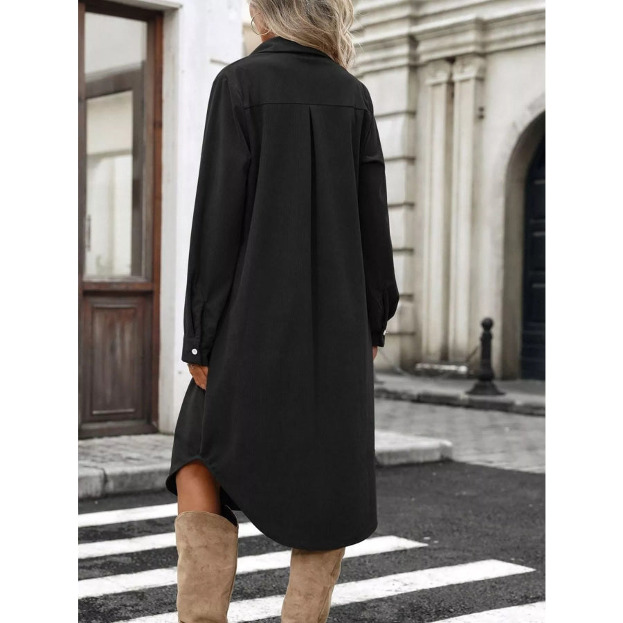 Corduroy Shirt Dress with Button-Down Front Apparel and Accessories