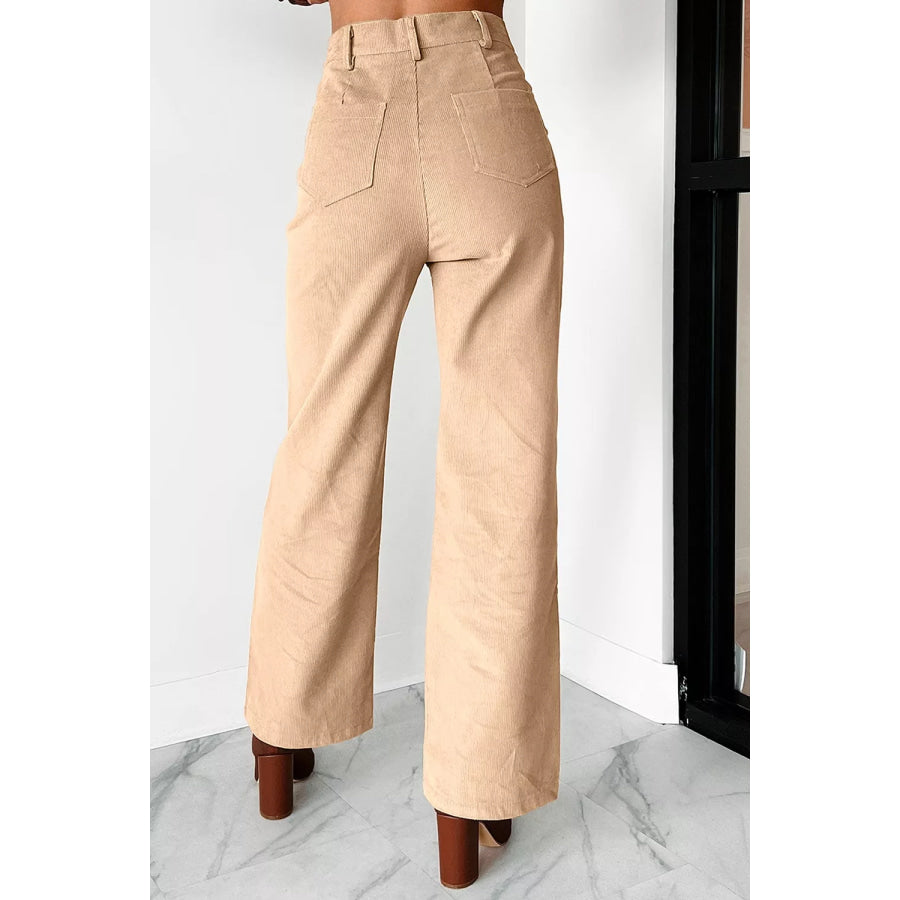 Corduroy Side Panel Colorblock Straight Leg Pants Apparel and Accessories