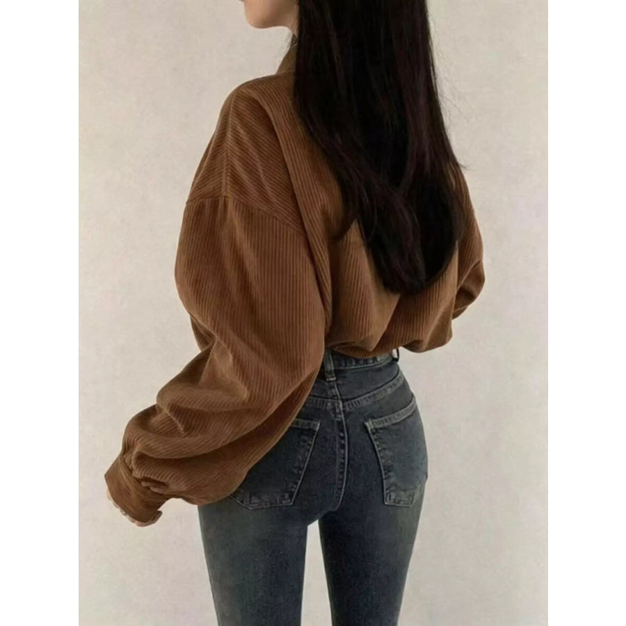 Corduroy Snap Down Cropped Jacket Apparel and Accessories
