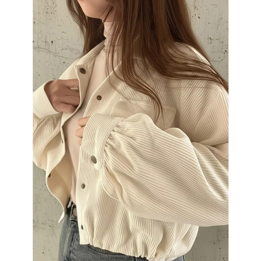 Corduroy Snap Down Cropped Jacket Apparel and Accessories