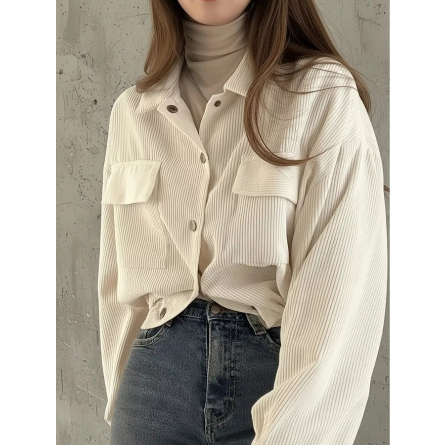 Corduroy Snap Down Cropped Jacket Apparel and Accessories
