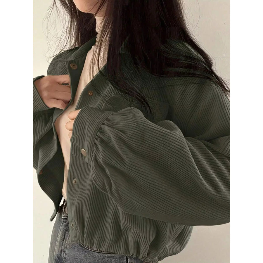 Corduroy Snap Down Cropped Jacket Apparel and Accessories