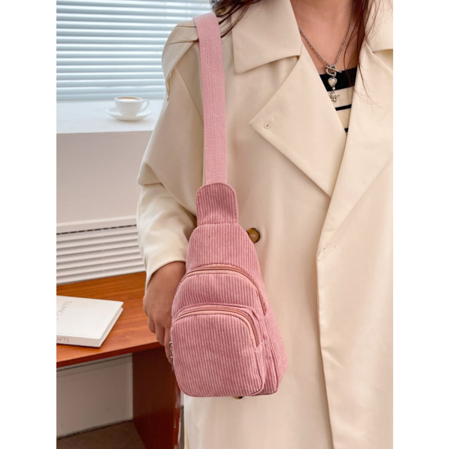 Corduroy Solid Color Crossbody Bag Apparel and Accessories