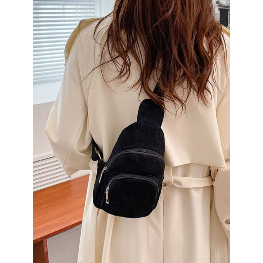 Corduroy Solid Color Crossbody Bag Apparel and Accessories