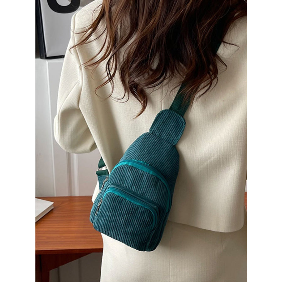 Corduroy Solid Color Crossbody Bag Apparel and Accessories