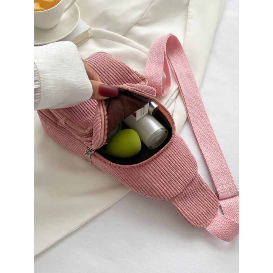 Corduroy Solid Color Crossbody Bag Apparel and Accessories