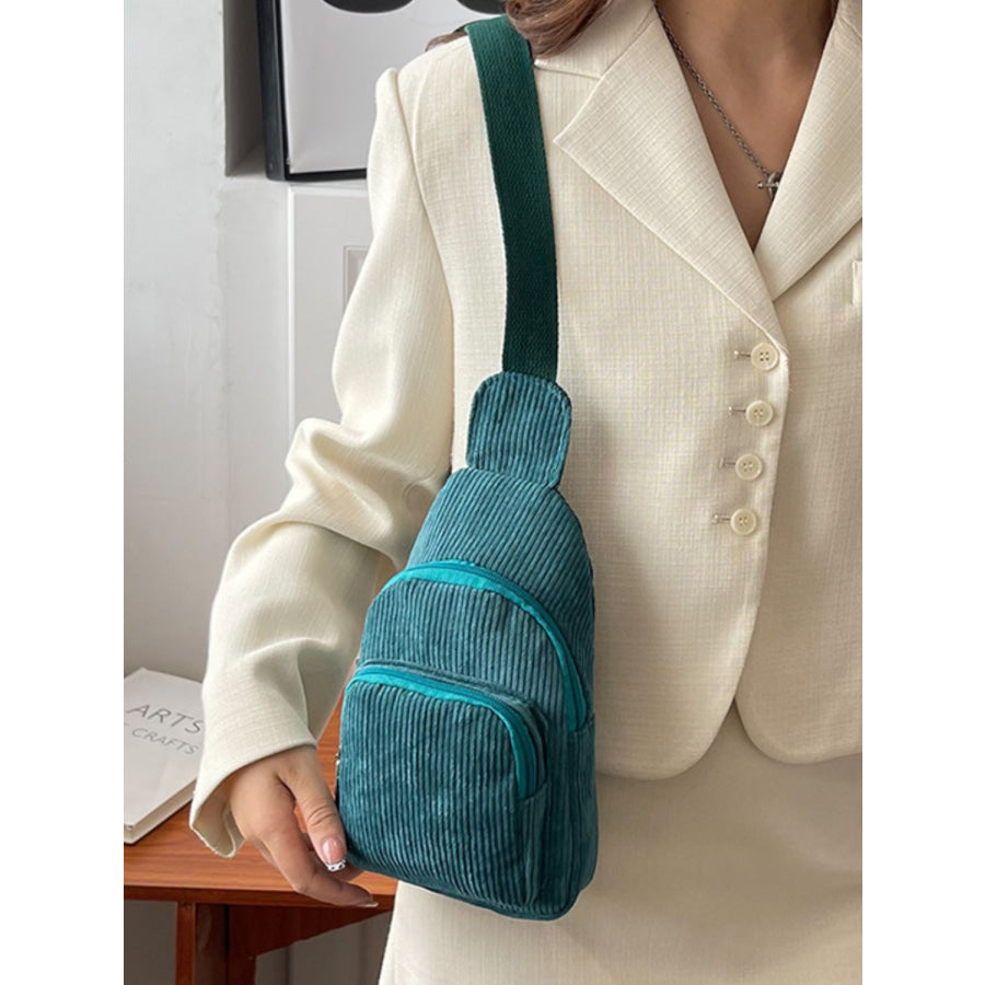 Corduroy Solid Color Crossbody Bag Apparel and Accessories