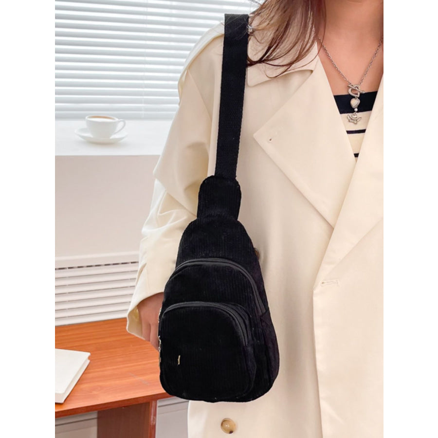 Corduroy Solid Color Crossbody Bag Apparel and Accessories
