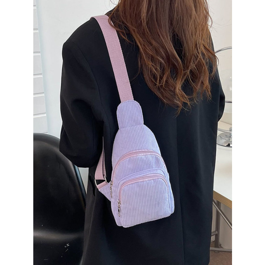 Corduroy Solid Color Crossbody Bag Apparel and Accessories