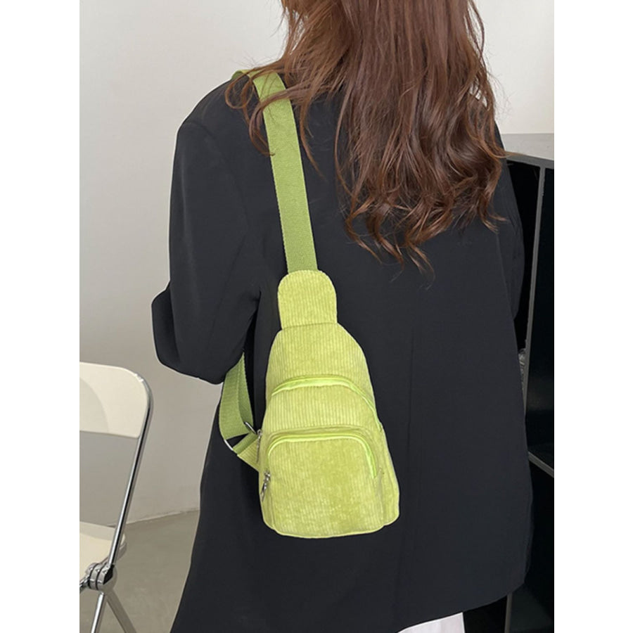 Corduroy Solid Color Crossbody Bag Apparel and Accessories
