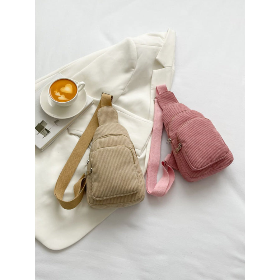 Corduroy Solid Color Crossbody Bag Apparel and Accessories