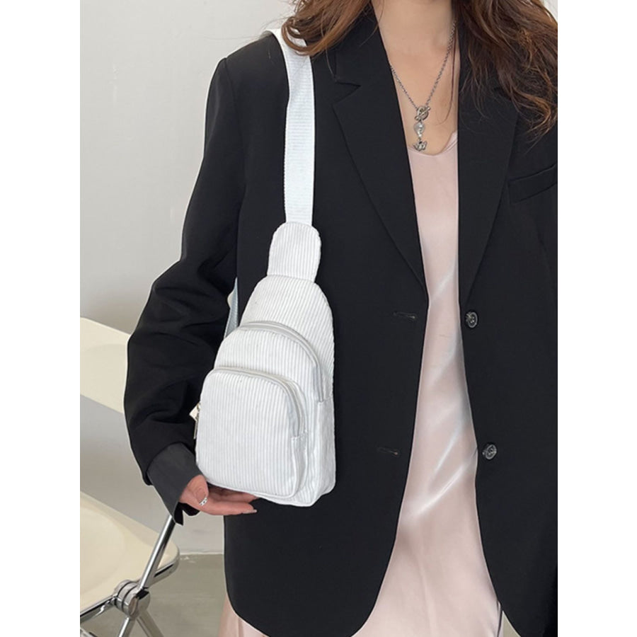 Corduroy Solid Color Crossbody Bag Apparel and Accessories