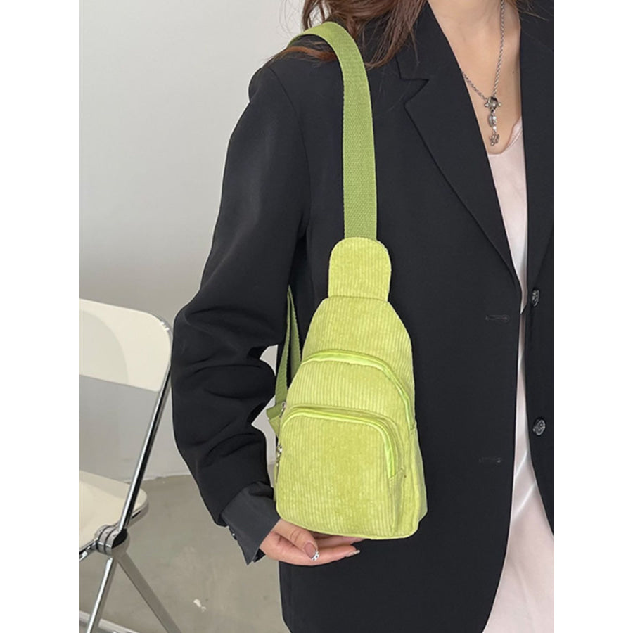 Corduroy Solid Color Crossbody Bag Apparel and Accessories
