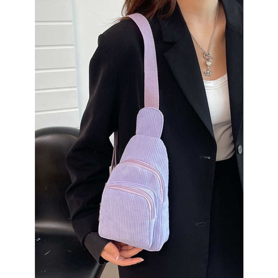 Corduroy Solid Color Crossbody Bag Apparel and Accessories