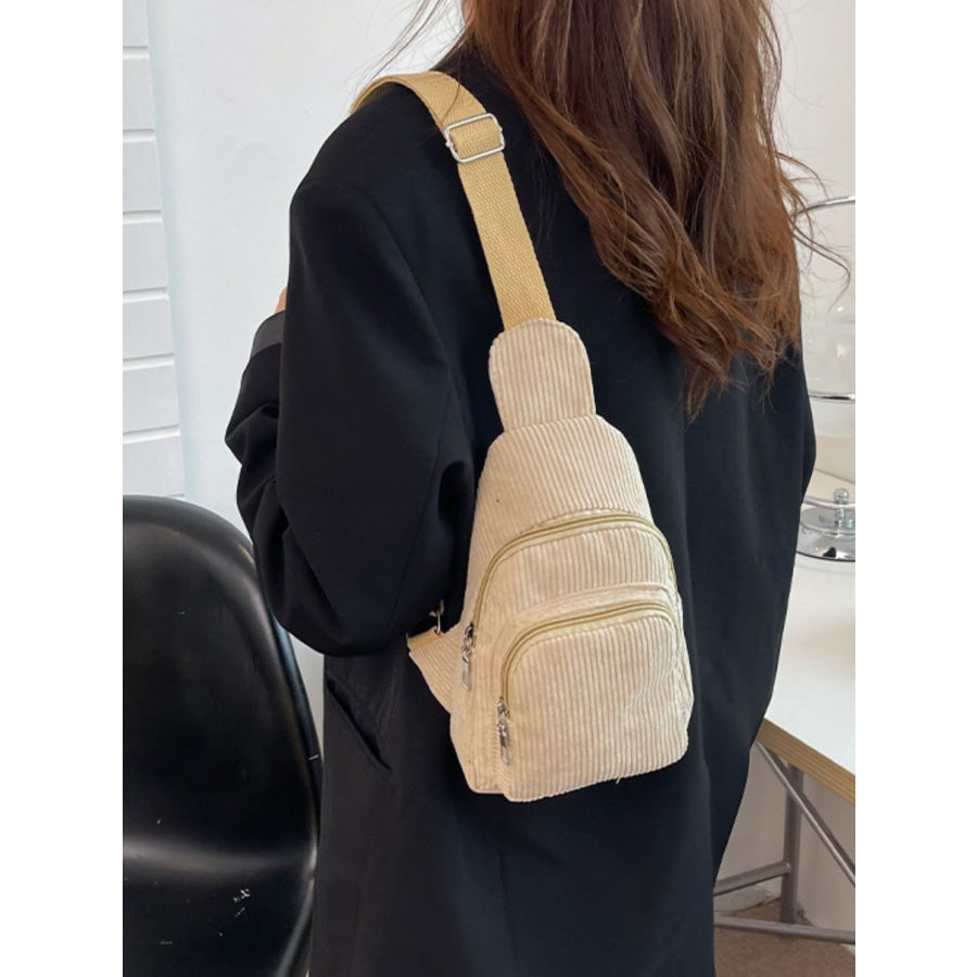 Corduroy Solid Color Crossbody Bag Apparel and Accessories