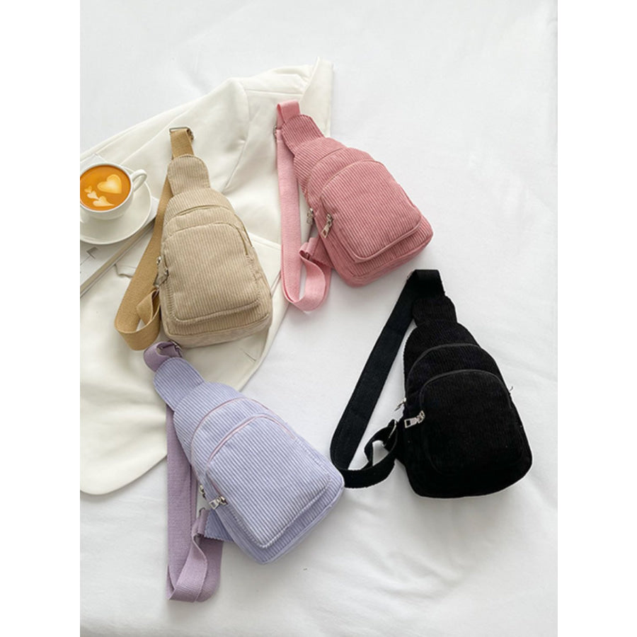 Corduroy Solid Color Crossbody Bag Apparel and Accessories