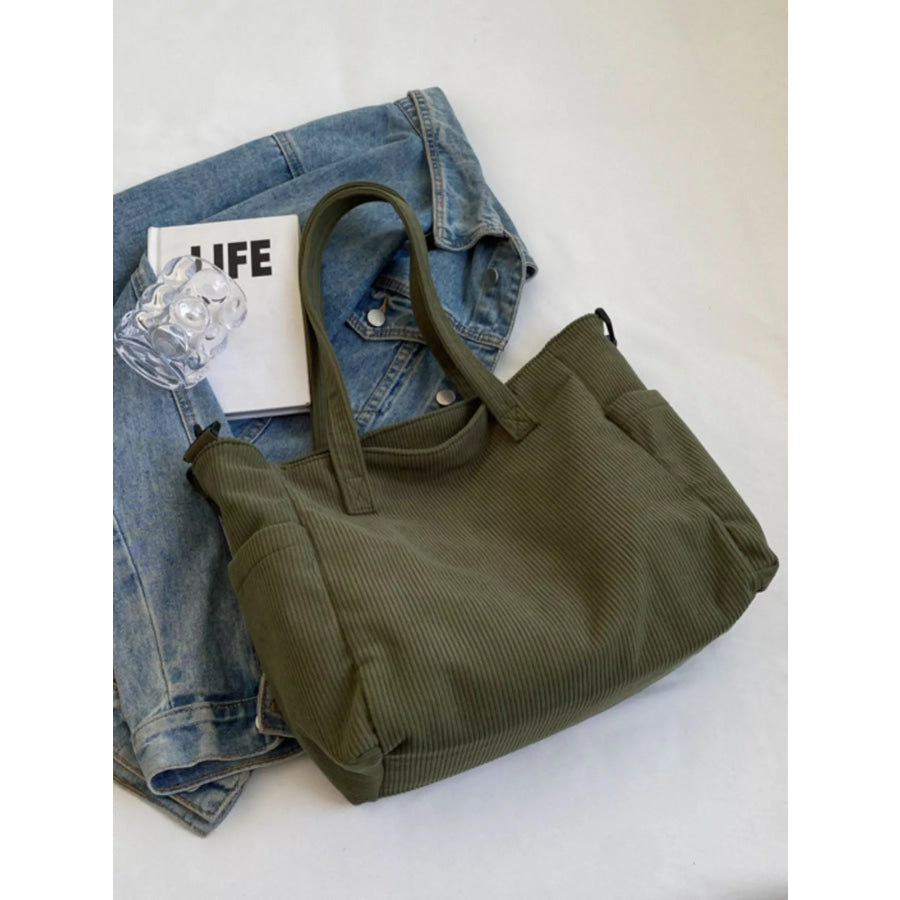 Corduroy Solid Color Handbag Apparel and Accessories