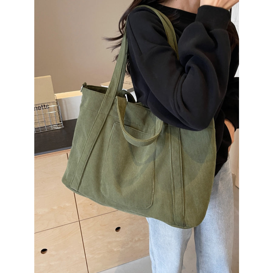 Corduroy Solid Large Tote Bag Apparel and Accessories