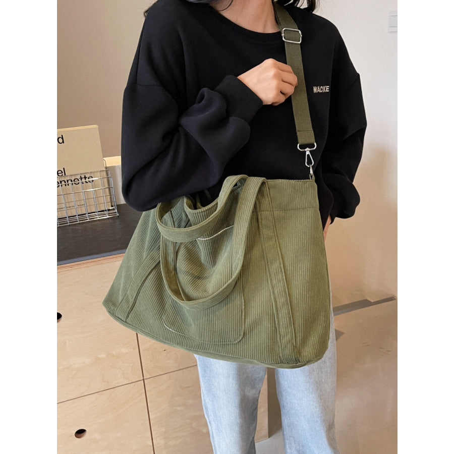 Corduroy Solid Large Tote Bag Apparel and Accessories