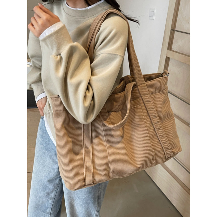 Corduroy Solid Large Tote Bag Apparel and Accessories