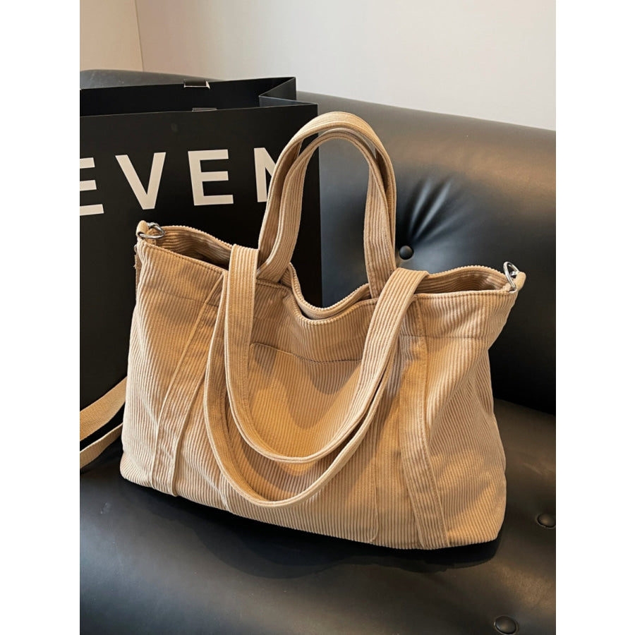 Corduroy Solid Large Tote Bag Apparel and Accessories