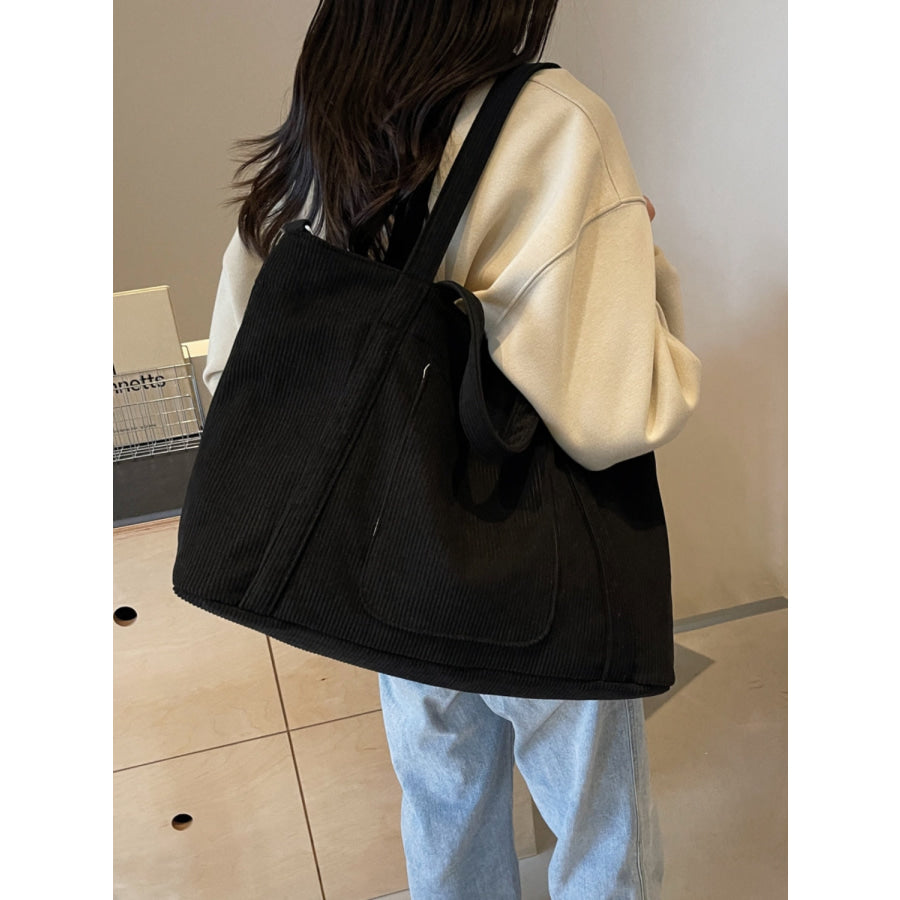 Corduroy Solid Large Tote Bag Apparel and Accessories