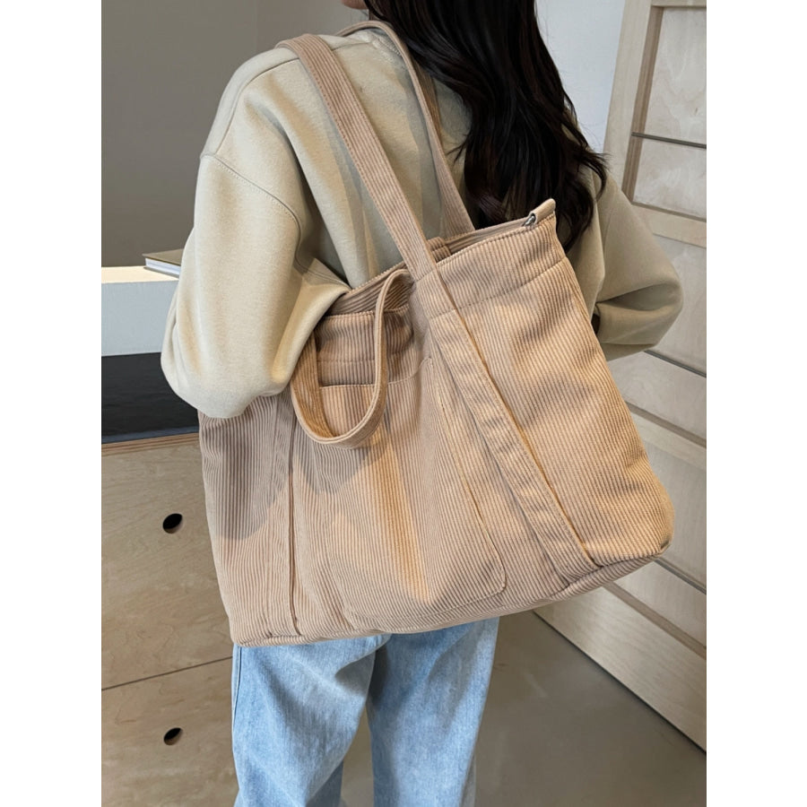 Corduroy Solid Large Tote Bag Apparel and Accessories