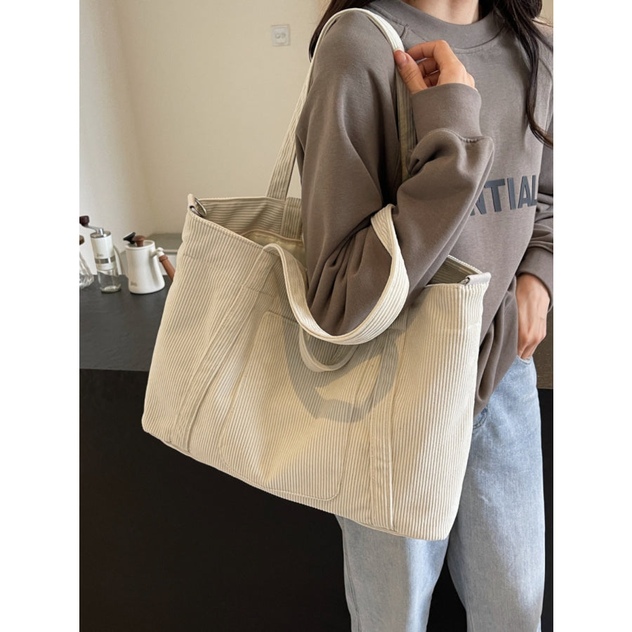 Corduroy Solid Large Tote Bag Apparel and Accessories