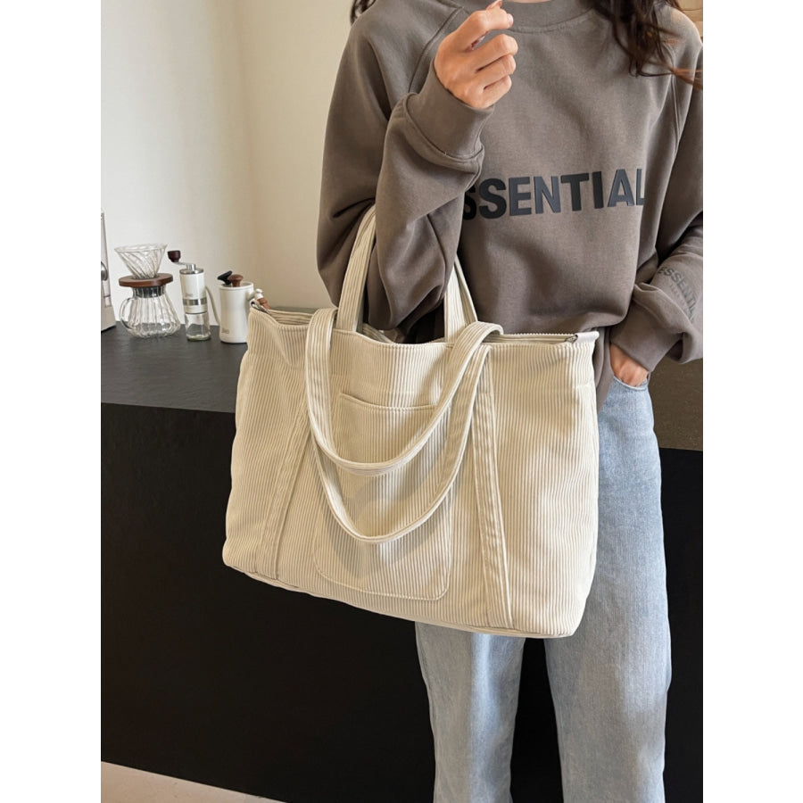 Corduroy Solid Large Tote Bag Apparel and Accessories