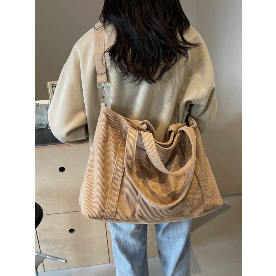 Corduroy Solid Large Tote Bag Apparel and Accessories