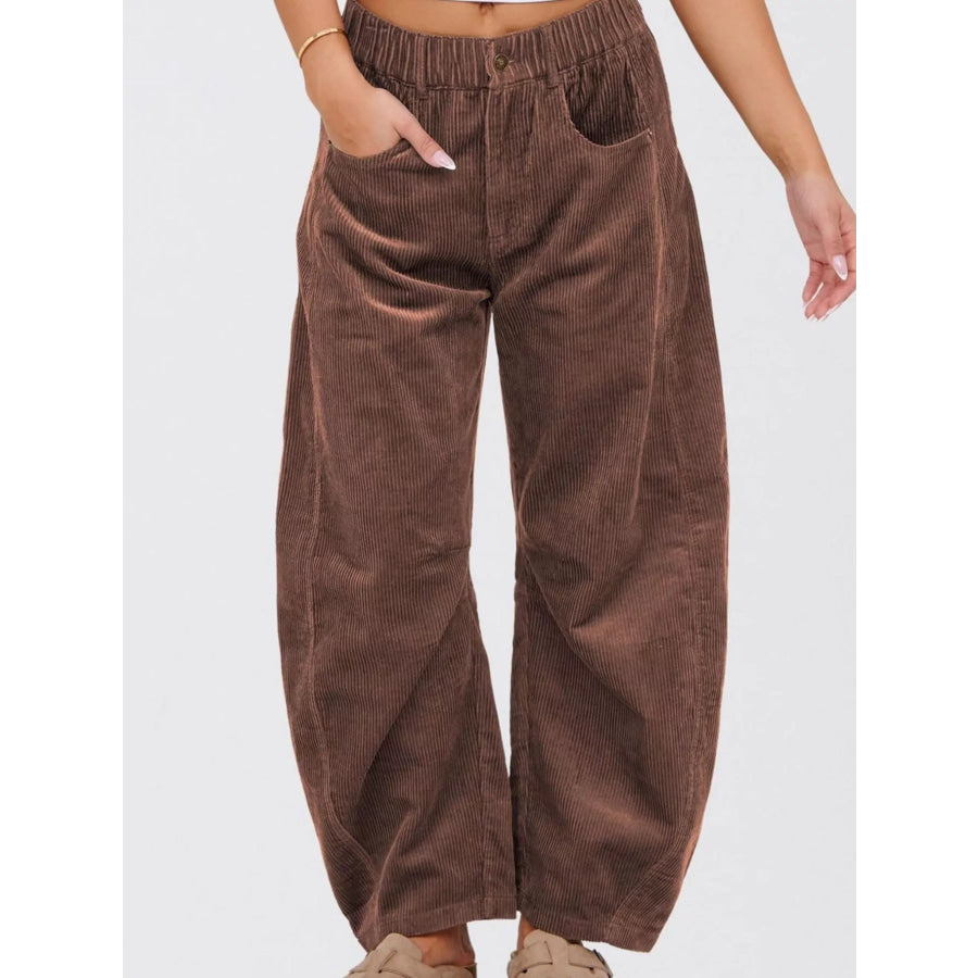 Corduroy Wide Leg Pants Brown / XS Apparel and Accessories