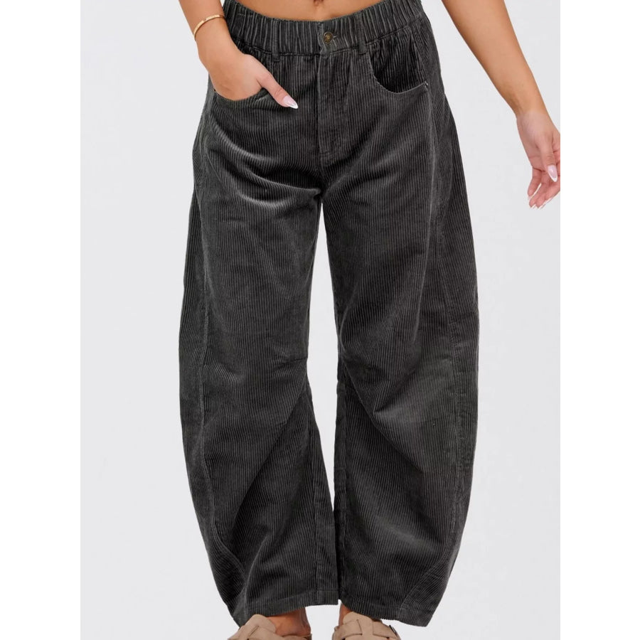 Corduroy Wide Leg Pants Gray / XS Apparel and Accessories