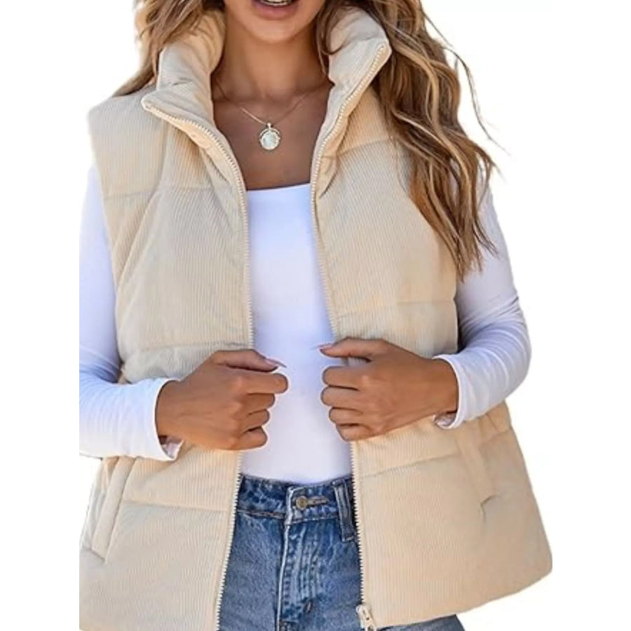 Corduroy Zip Up Vest Coat Apparel and Accessories