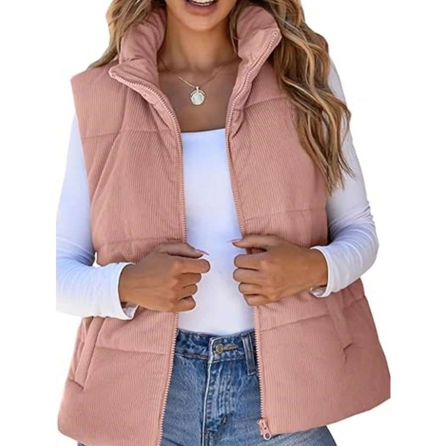 Corduroy Zip Up Vest Coat Apparel and Accessories
