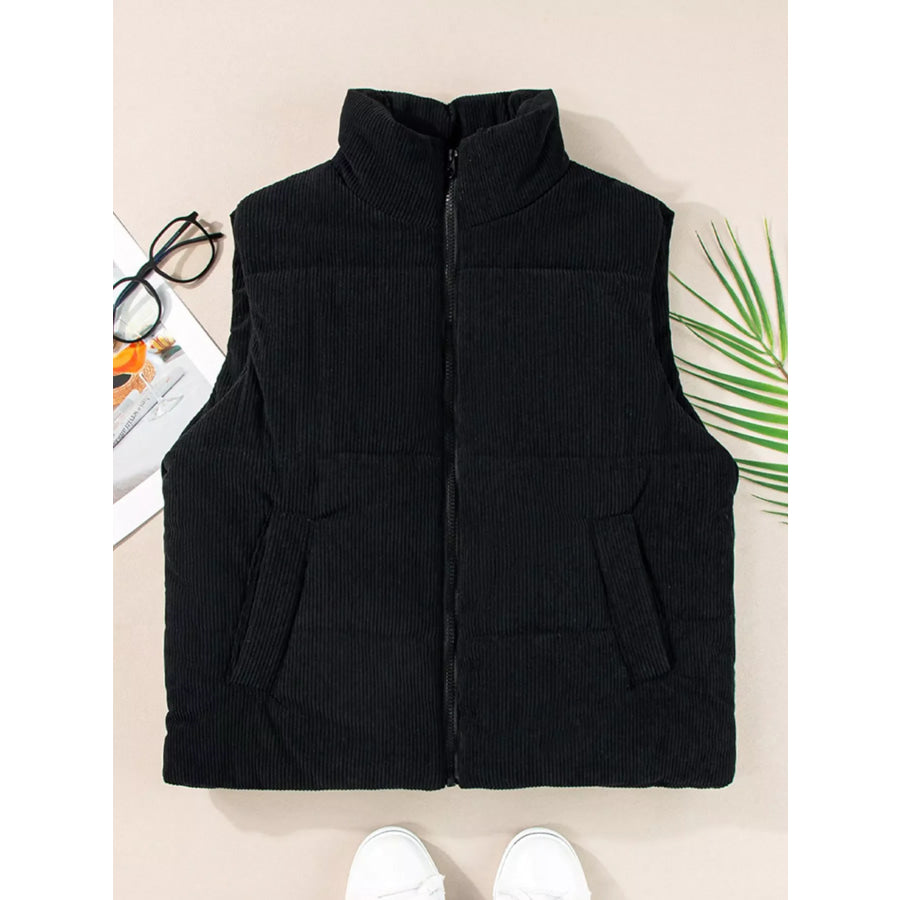 Corduroy Zip Up Vest Coat Apparel and Accessories