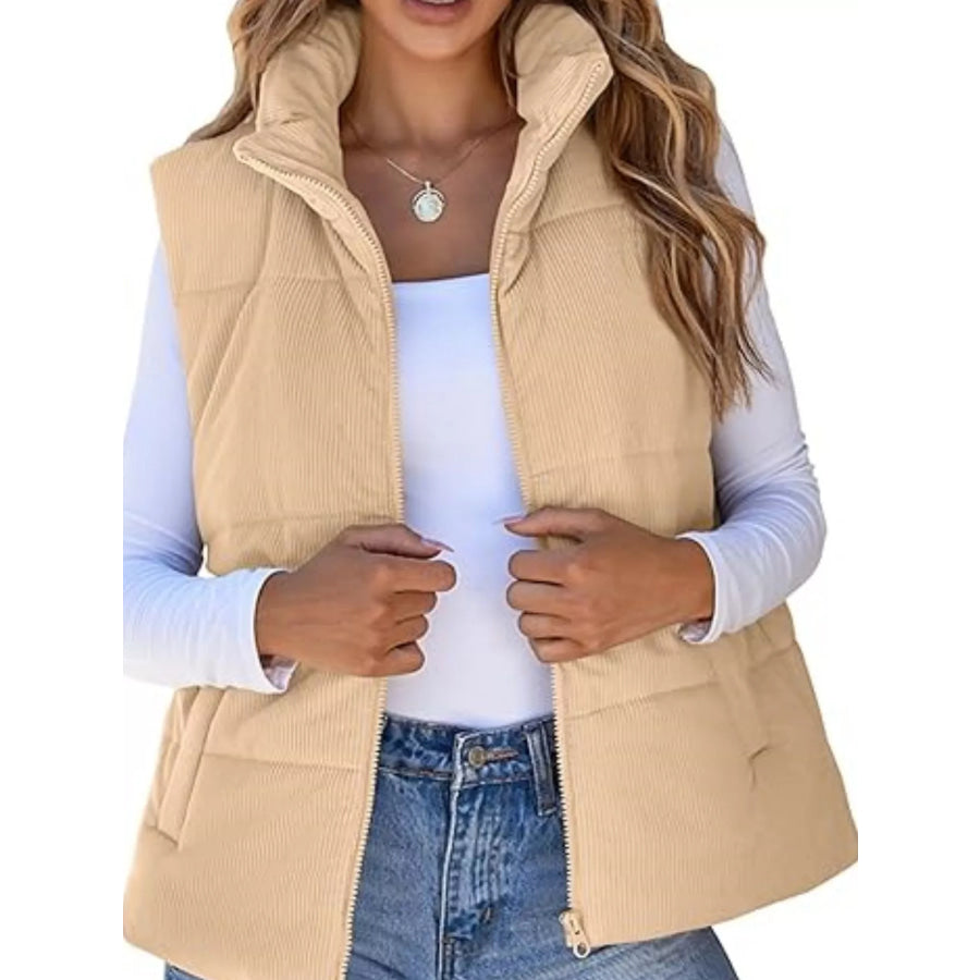 Corduroy Zip Up Vest Coat Apparel and Accessories