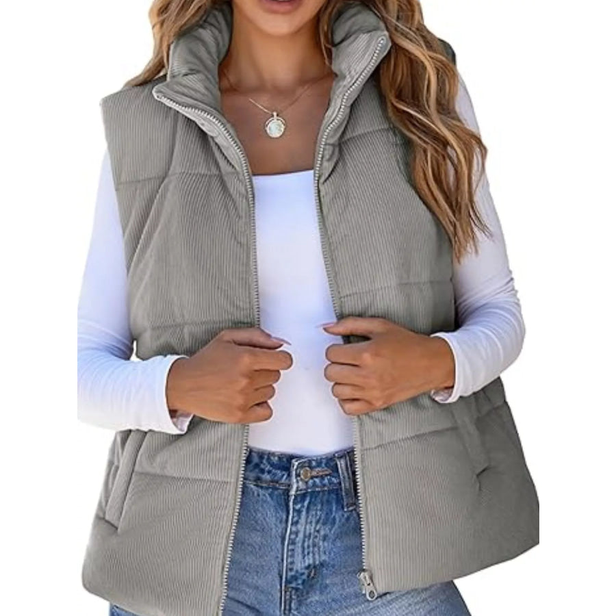 Corduroy Zip Up Vest Coat Apparel and Accessories