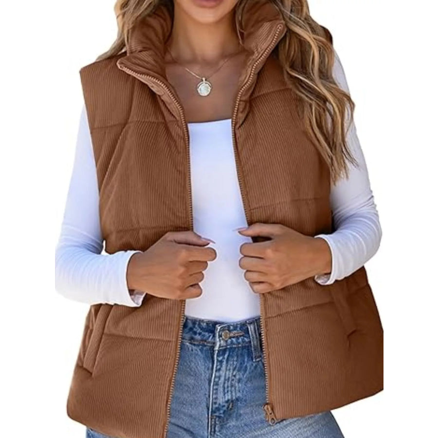 Corduroy Zip Up Vest Coat Apparel and Accessories